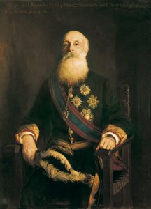 Portrait of Alejandro Pidal y Mon (1846-1913) Spanish politician member of the Catholic Union group. Painting by Luis Menendez Pidal (1861-1932)
