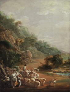 Scene with Villagers (detail) by Luis Paret y Alcazar