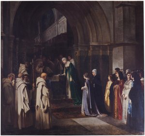 Queen Isabella the Catholic in the Charterhouse of Miraflores by Luis Alvarez Catalá