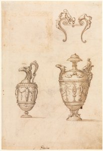 Design for Two Vases and an Ornament by Luzio Romano
