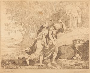 Two Fleeing Figures by Lydia Bates after John Hamilton Mortimer