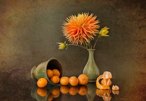 Autumn Dahlia and Tangerines