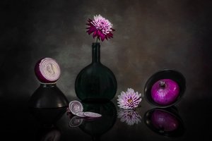 Dark Dahlias and Onions