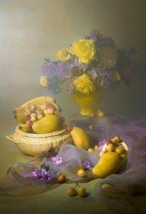 Elegant Fruit and Flowers