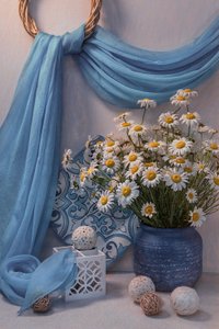Fresh Blue Daisy Still Life