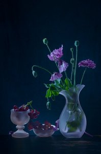Moody Poppies And Fruit