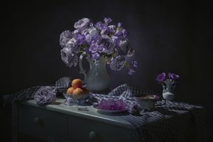 Moody Purple Floral Still Life