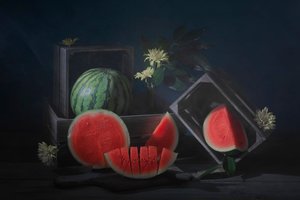 Moody Watermelon Still Life