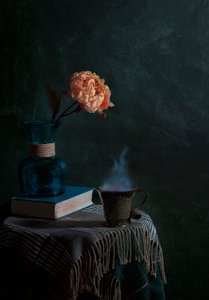 Peony and Steaming Cup