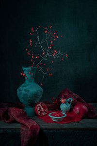 Pomegranates And Berries Still Life by Lydia Jacobs