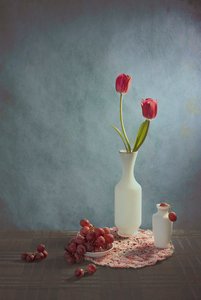 Red Tulips and Grapes