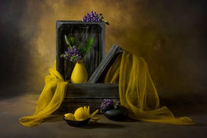 Rustic Yellow Floral Still Life