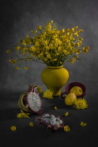 Yellow Floral and Fruit