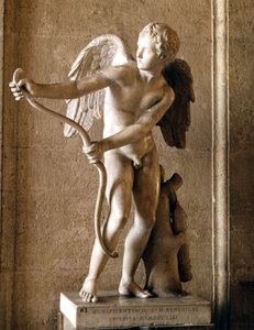 Eros (Cupid) with the Bow, Replica of the Eros de Thespies by Lysippe. Capitol Museum, Rome. by Lysippos (attributed to)