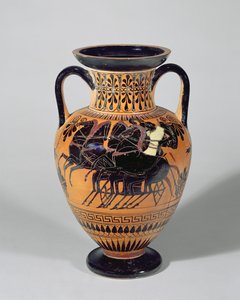 Attic black-figure Amphora depicting a wheeled chariot