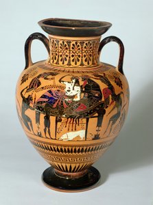 Black-Figure Amphora Depicting Dionysus and Ariadne Banqueting, Greek