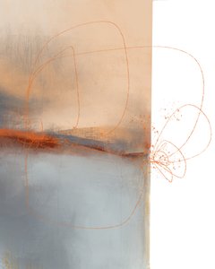 Peach Grey Abstract Lines by MANSI SAXENA