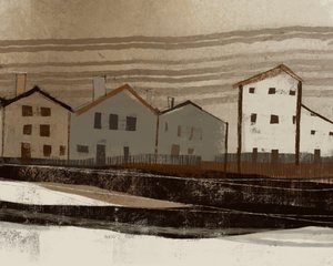 Rustic Hillside Village by MANSI SAXENA