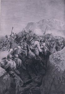 Unsuccessful attack by the Italians on the heights of Doberdo, from The Illustrated History of the World War 1914-1915