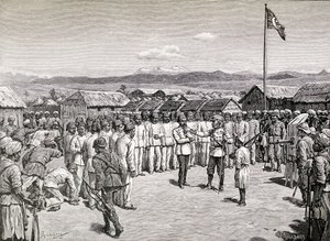 Sir Henry Morton Stanley Addressing Rebel Officers at Kavalli, 1890 by M. Schonberg