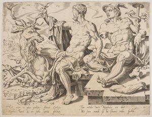 Naphtali with a Stag and a Broken Statue of Mercury, from the Series The Twelve Patriarchs, Engraving by Dirk Volkertsz Coornhert