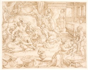 Tamar Giving Birth to Pharez and Zarah by Maarten van Heemskerck