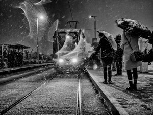 Tram In Snowfall by Maciej Przeklasa
