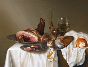 Still Life with Ham and Nautilus Cup