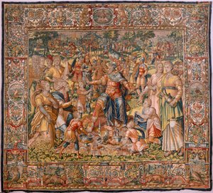 Story of Gideon. The Israelites hand their portion of the booty to Gideon by Maerten van Heemskerck