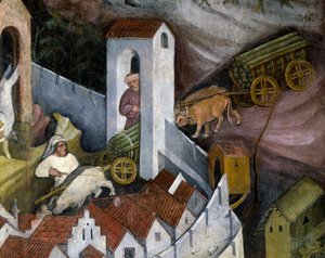 Wood harvesting, detail from Month of December, Cycle of Months