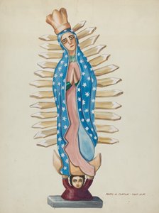 Guadalupe Wood Santo or Bulto