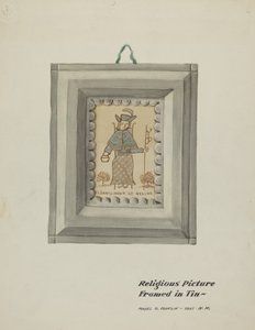 Hand Drawn Santo Nino de Atocha-Hand Made Tin Frame