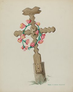 Wooden Cross used as Headstone Hand Made, c. 1937