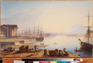 Sunrise over the Neva in St Petersburg