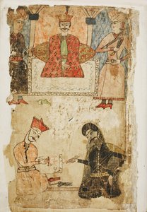 Rustaveli dictates his poem to a chancellor. Illustration to the poem The Knight in the Panther