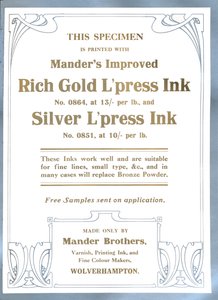 Mander Brothers Advert, 1919