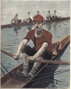 Rowing Race in France. Illustration by Luque, from French newspaper Le Soleil du Dimanche by Manuel Luque