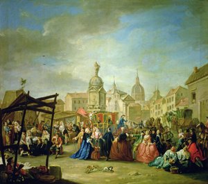 The Madrid Fair in the Plaza de la Cebeda by Manuel de la Cruz y Cano