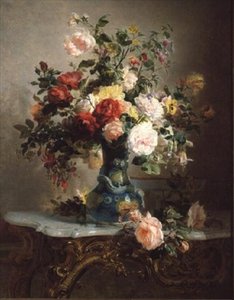 Vase of Roses and Other Flowers by Marc Laurent Bruyas