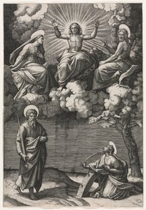 Christ, the Virgin, and St. John the Baptist with Saints Paul and Catherine by Marcantonio Raimondi