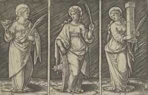 Saint Barbara, Saint Catherine, Saint Lucy by Marcantonio Raimondi