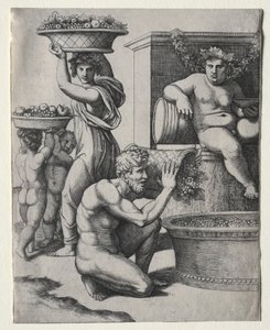 The Wine Press by Marcantonio Raimondi