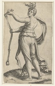 Woman with Horse Bridle as Personification of Temperance (Temperantia) by Marcantonio Raimondi