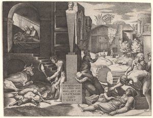 The Plague by Marcantonio Raimondi after Raphael