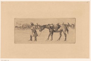 Snowy Landscape with Procession of Soldiers and Horses by Marcel Roux