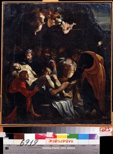 The Descent of the Cross. Among the figures represented around the body of Jesus Christ: the Virgin Mary, Saint Mary Magdalene, Saint Joseph of Arimathea, and Saint Nicodemus.