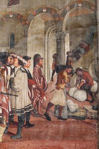 Hunting Scene (detail of the Visit of Christian I of Denmark to Bartolomeo Colleoni, Hall of Honour) by Marcello or Romani Girolamo (Romanino) (c.1485 c.1566) (attr.to) Fogolino
