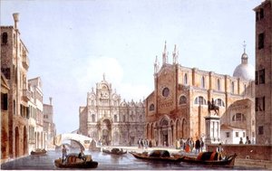 The Church of SS. Giovanni and Paolo and S. Marco, Venice, engraved by Brizeghel by Marco (after) Moro