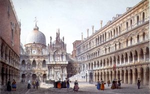 The Courtyard of Palazzo Ducale, Venice (litho) by Marco (after) Moro