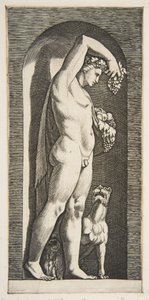 Bacchus Standing in a Niche Holding Grapes in His Raised Right Hand, Fruit in His Left